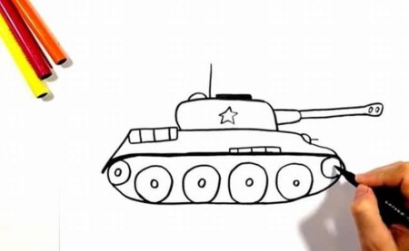 Танк карандашом для детей