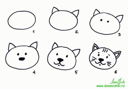 Схема рисования котенка для детей