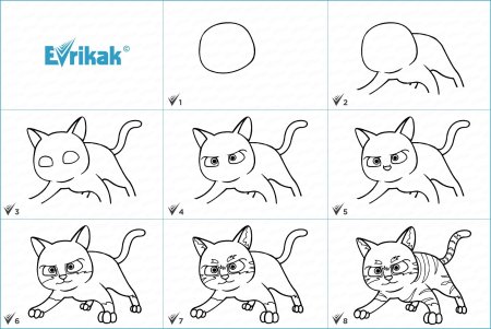 Схема рисования кошки для детей
