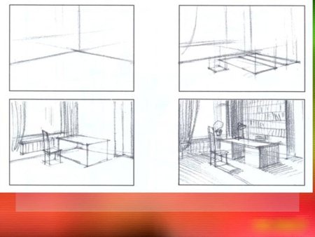 Поэтапное рисование комнаты