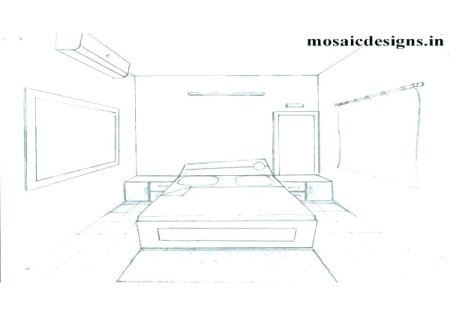 Перспектива комнаты с кроватью