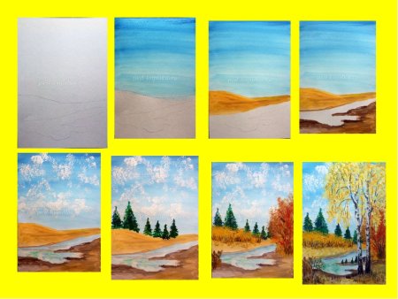 Поэтапное рисование для детей осень