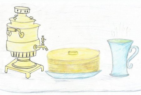Поэтапный рисунок блинов