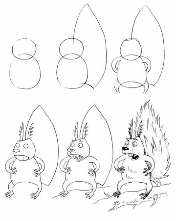 Белочка нарисовать для детей поэтапно