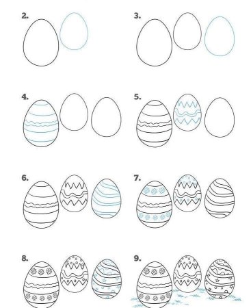 Пошаговое рисование пасхального яйца