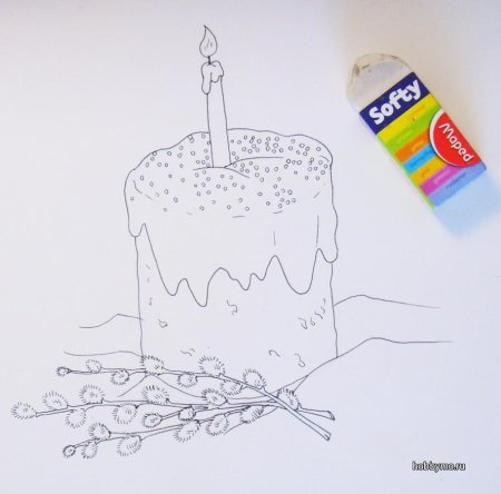 Пасхальный кулич рисунок