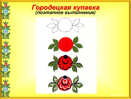 Рисование Городецкая роспись старшая группа Розан