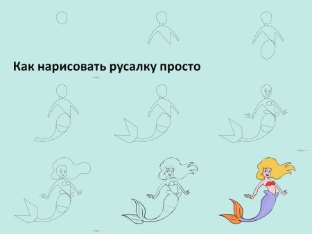 Поэтапное рисование русалки