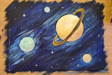 Космос красками для детей