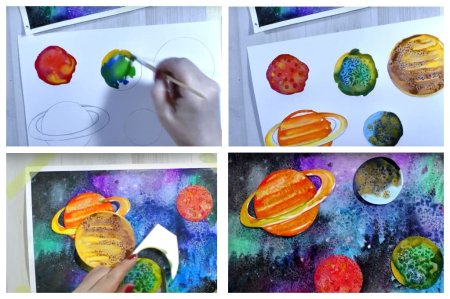 Космос планеты акварель