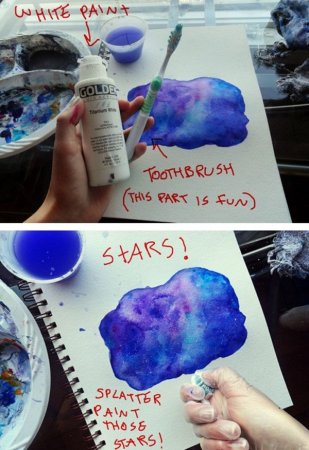 Космос цветными карандашами