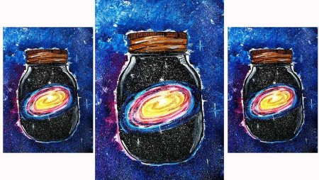 Космос гуашью и губкой