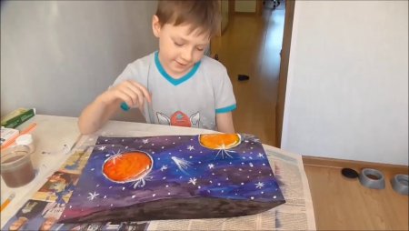 Звездное небо акварелью для детей