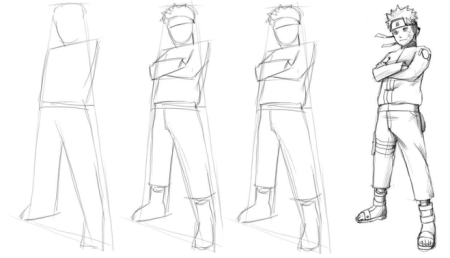 Поэтапное рисование аниме Наруто