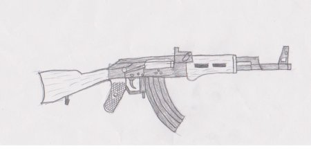 Нарисовать АК 47 карандашом