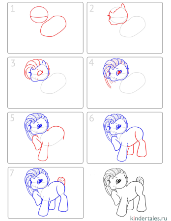 Пошаговый рисунок пони