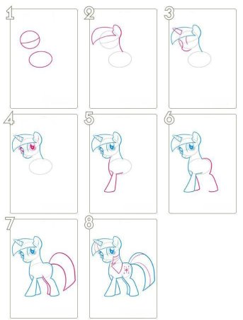 Пошаговое рисование пони