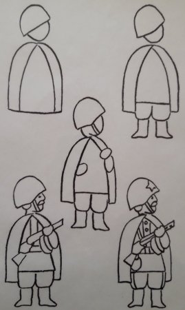 Поэтапное рисование солдата