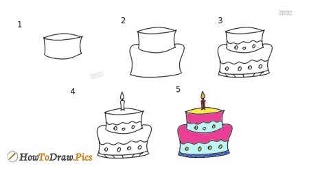 Drawing Step by Step Cake