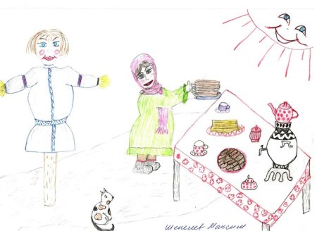 Рисование чучела Масленицы