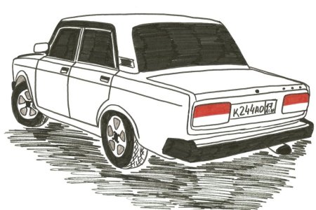 Нарисовать ВАЗ 2107 сбоку