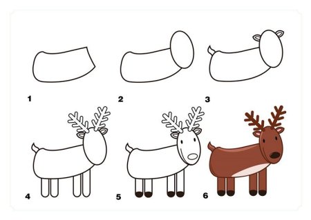 Поэтапное рисование оленя для детей