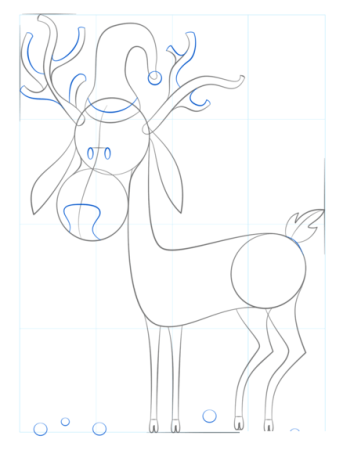Поэтапное рисование оленя для детей
