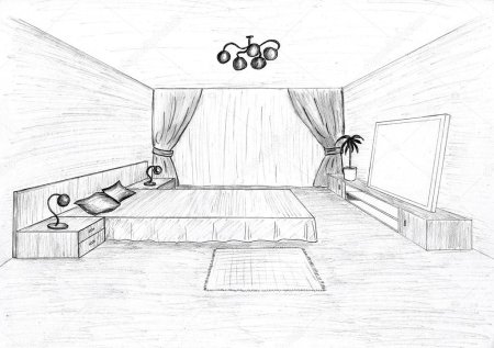 Комнаты карандашом для начинающих лёгкий