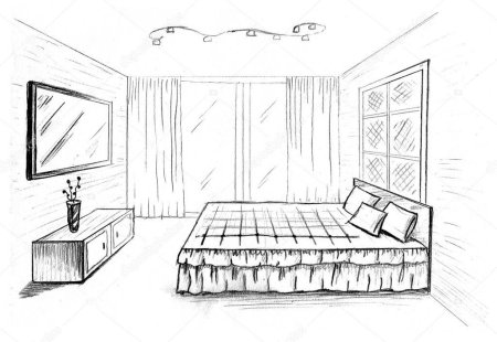 Рисование комнаты с мебелью