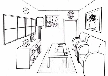 Комната для рисования черно белая