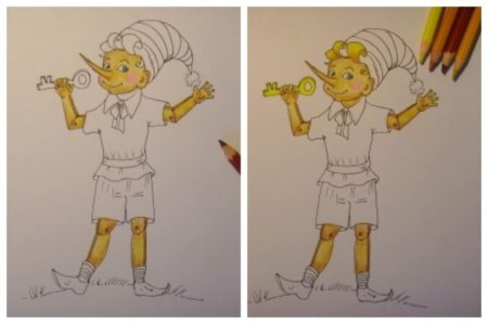 Портрет Буратино карандашом