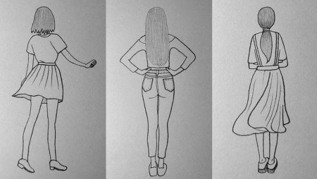 Рисунки карандашом для срисовки девушки со спины (33 фото) 🔥 Прикольные картинки и юмор