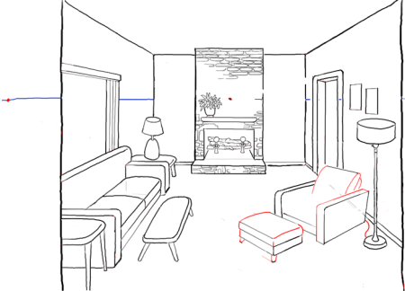 Рисование интерьера комнаты