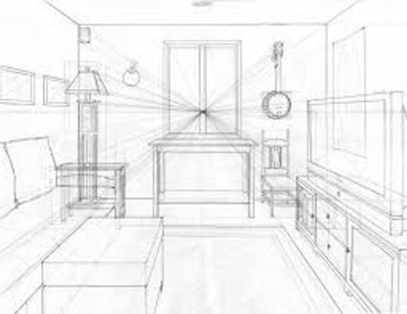 Эскиз комнаты в перспективе
