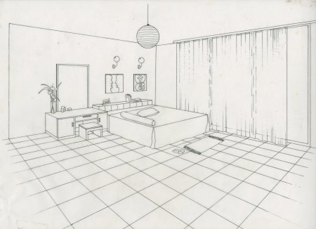 Рисование комнаты с мебелью