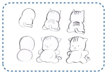 Лёгкий рисунок котёнка для срисовки