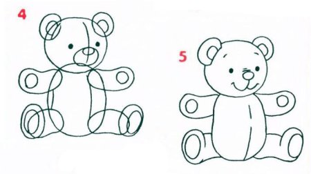 Поэтапное рисование плюшевого мишки