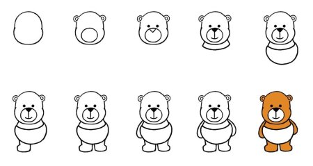 Легкое рисование медвежонка