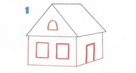 Поэтапное рисование избы