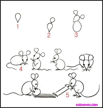 Мышь рисунок для детей карандашом