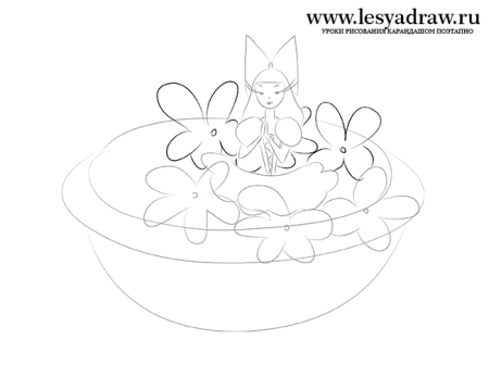 Пошаговое рисование Дюймовочка