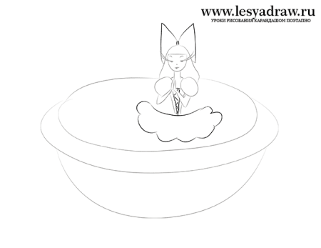 Поэтапный рисунок Дюймовочка