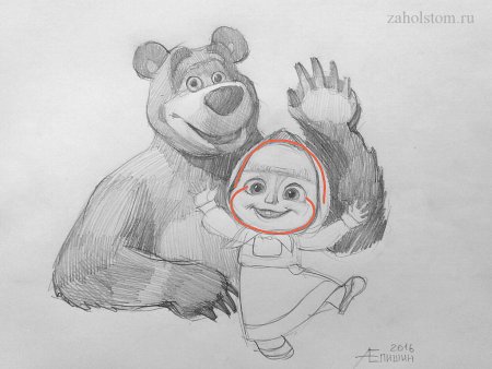 Маша и медведь рисунок карандашом