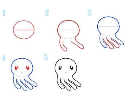 Осьминог поэтапное рисование