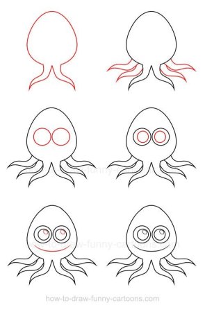 Осьминог поэтапное рисование