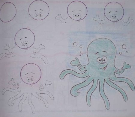 Осьминог рисование для детей