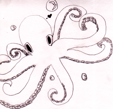Схема рисования осьминога для детей