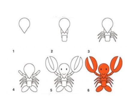 Краб рисунок пошагово