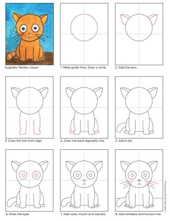 Котёнок рисунок для детей поэтапно