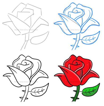 Схема рисования розы